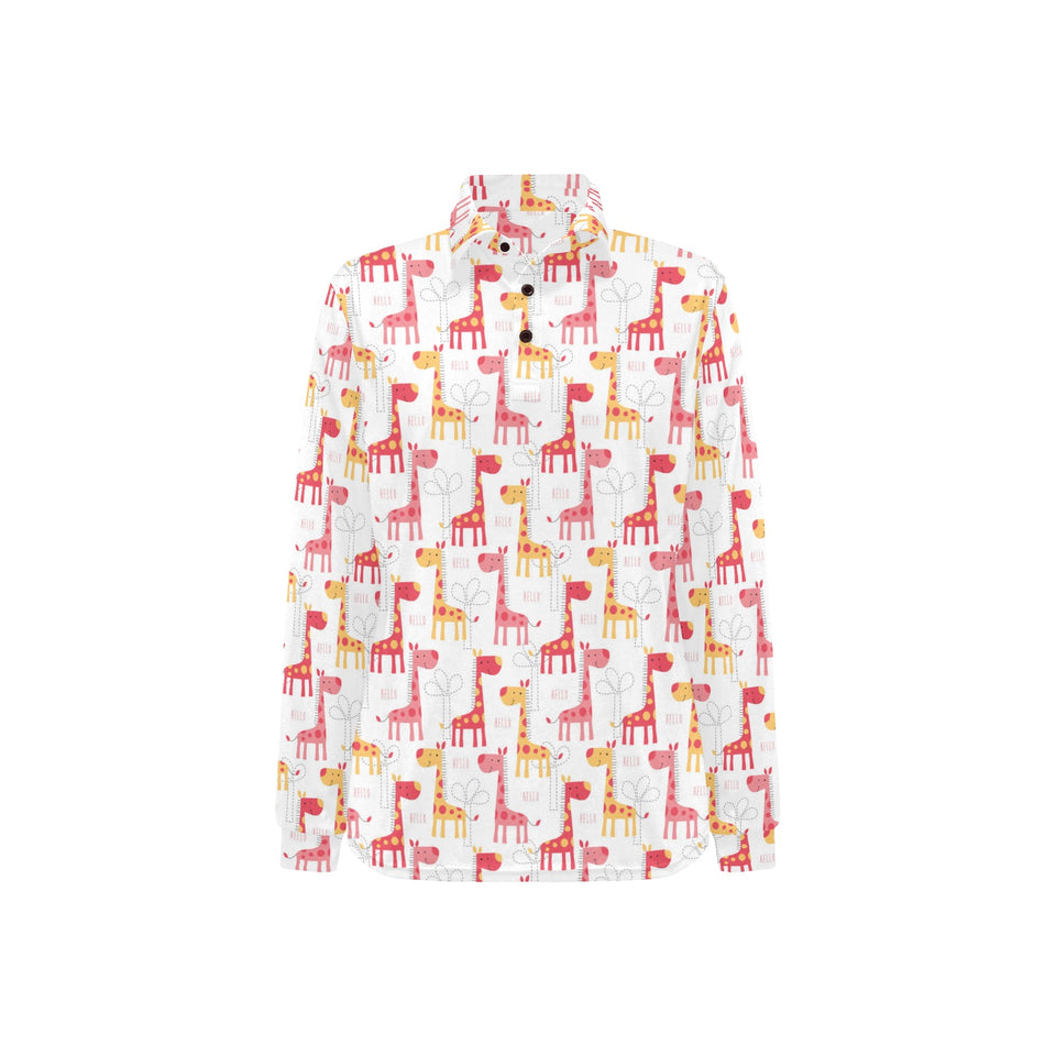 Giraffe Pattern Print Design 03 Women's Long Sleeve Polo Shirt