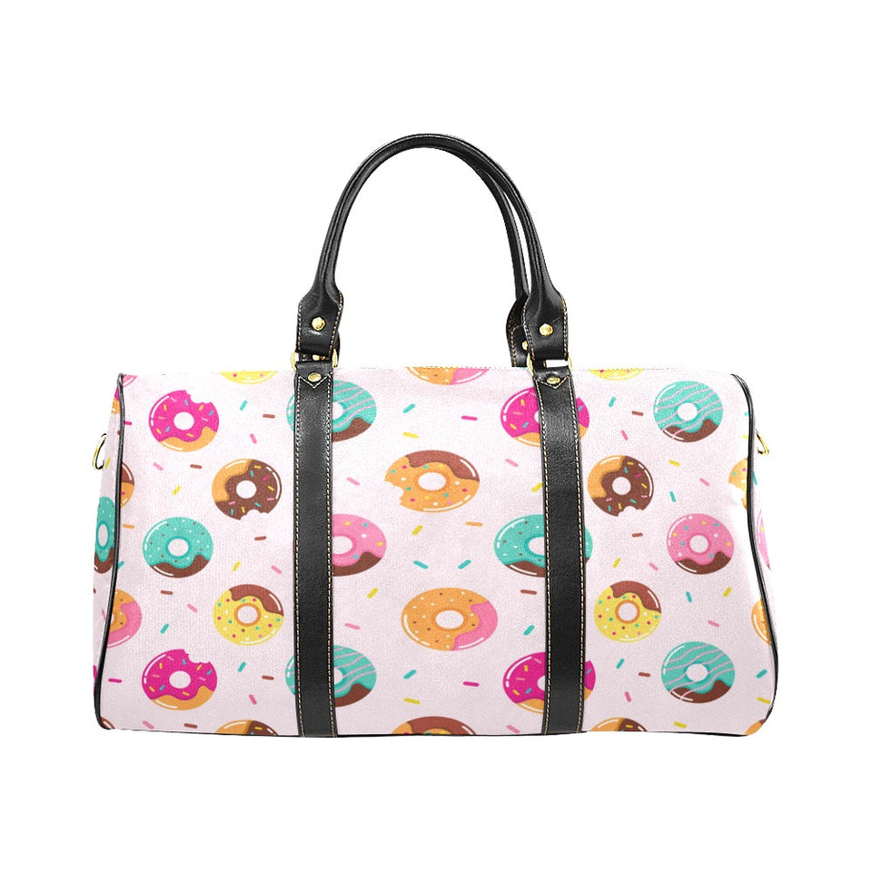 Donut pattern glaze pink background Travel Bag