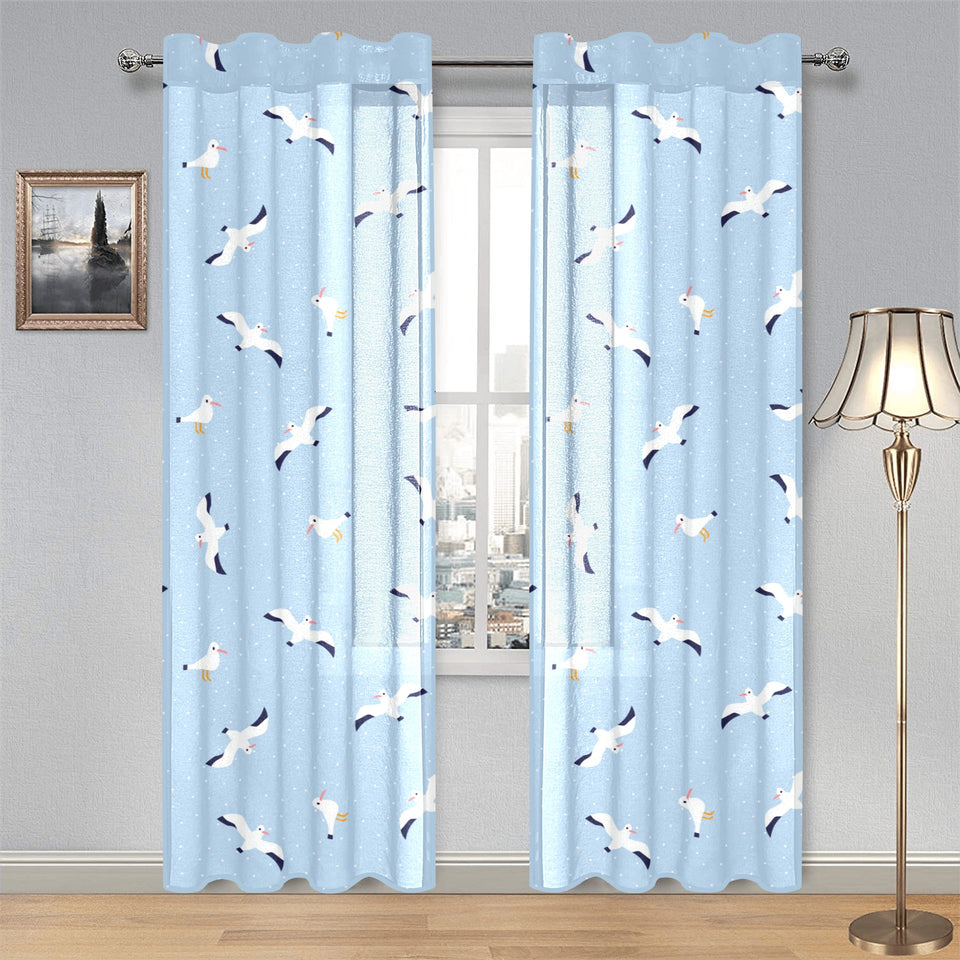 Seagull Pattern Print Design 02 Gauze Curtain