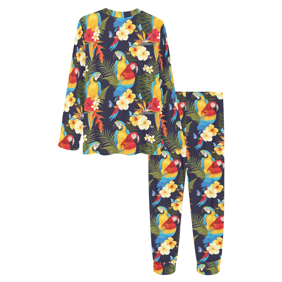 Colorful parrot flower pattern Women's All Over Print Pajama Set