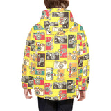 Camera Pattern Print Design 02 Kids' Boys' Girls' Padded Hooded Jacket