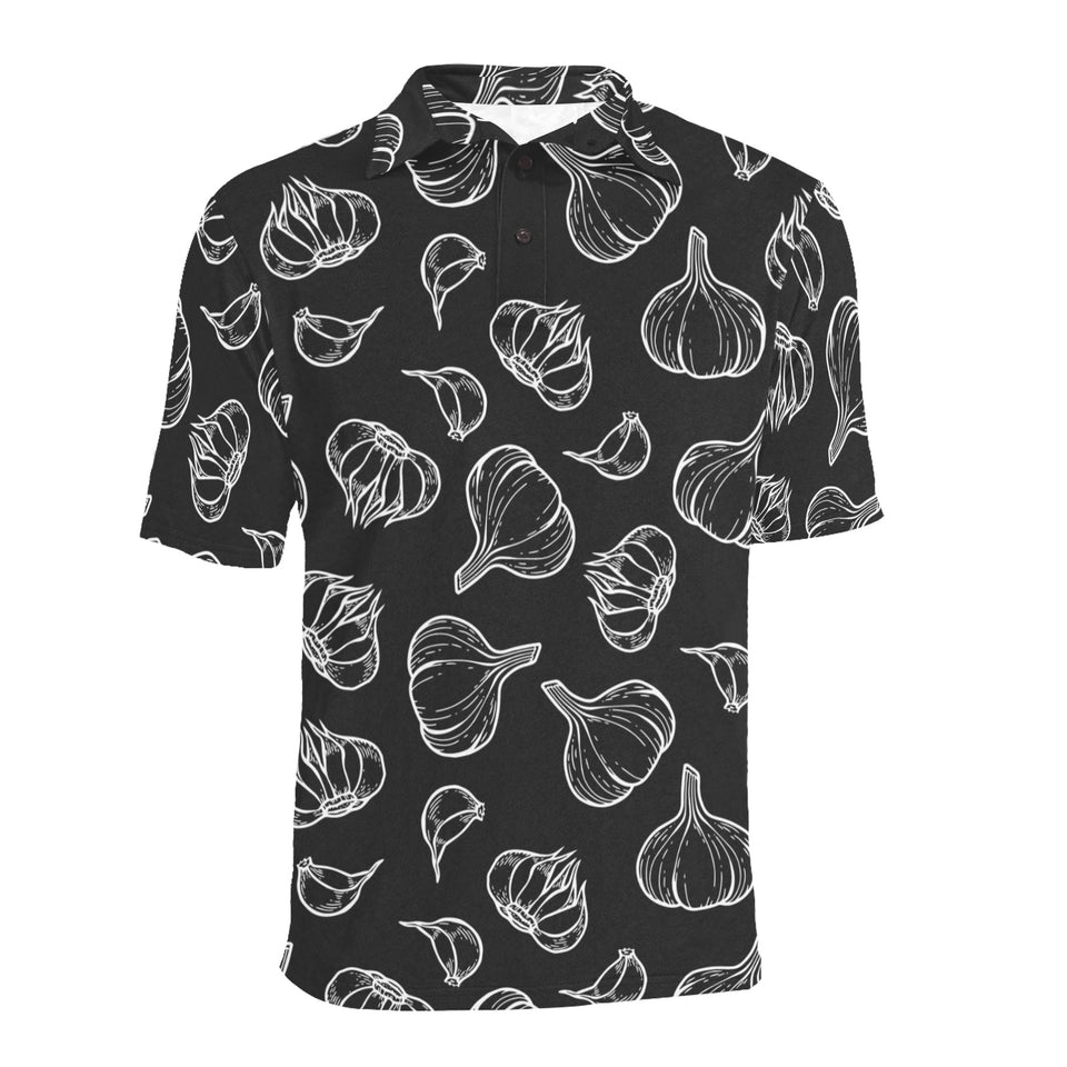 Garlic pattern black background Men's All Over Print Polo Shirt