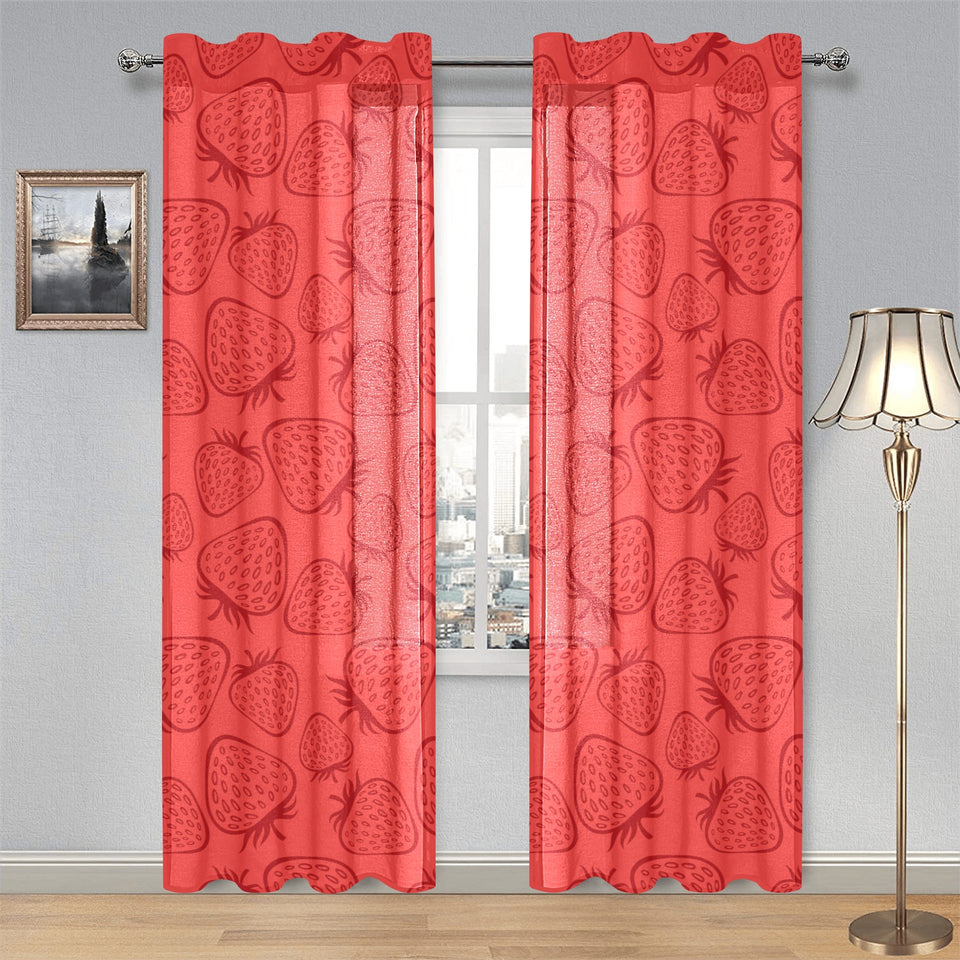 strawberry pattern red background Gauze Curtain