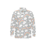 Cute rainbow clound star pattern Men's Long Sleeve Polo Shirt
