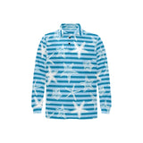 Starfish blue blackground Men's Long Sleeve Polo Shirt