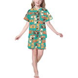 Camera Pattern Print Design 03 Kids' Boys' Girls' V-Neck Short Pajama Set