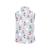 Snowman christmas tree snow gray background Women's Padded Vest