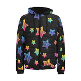 Colorful star pattern Men's Padded Hooded Jacket