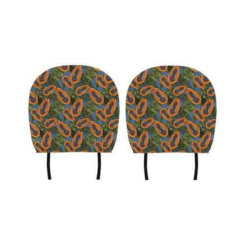 Colorful papaya tropical leaves Car Headrest Cover
