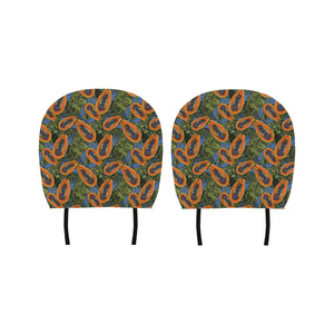 Colorful papaya tropical leaves Car Headrest Cover