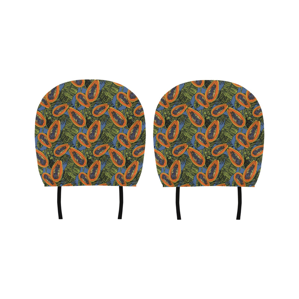 Colorful papaya tropical leaves Car Headrest Cover
