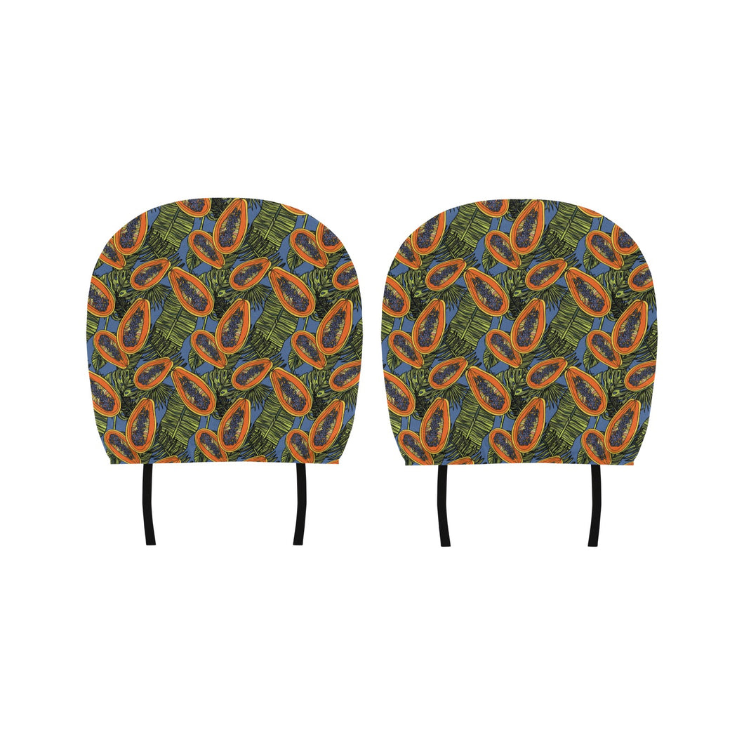 Colorful papaya tropical leaves Car Headrest Cover