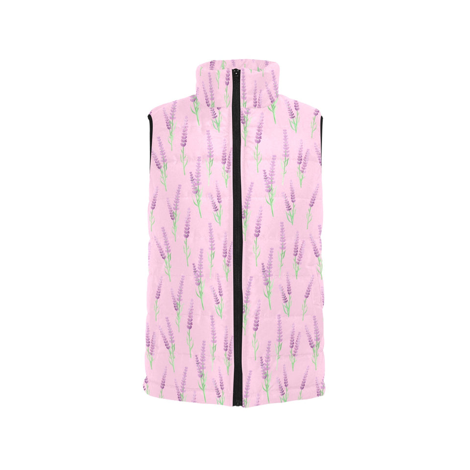 Lavender pattern pink background Women's Padded Vest