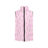 Lavender pattern pink background Women's Padded Vest