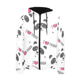 Hand Drawn faces of pandas pattern Men's Padded Hooded Jacket