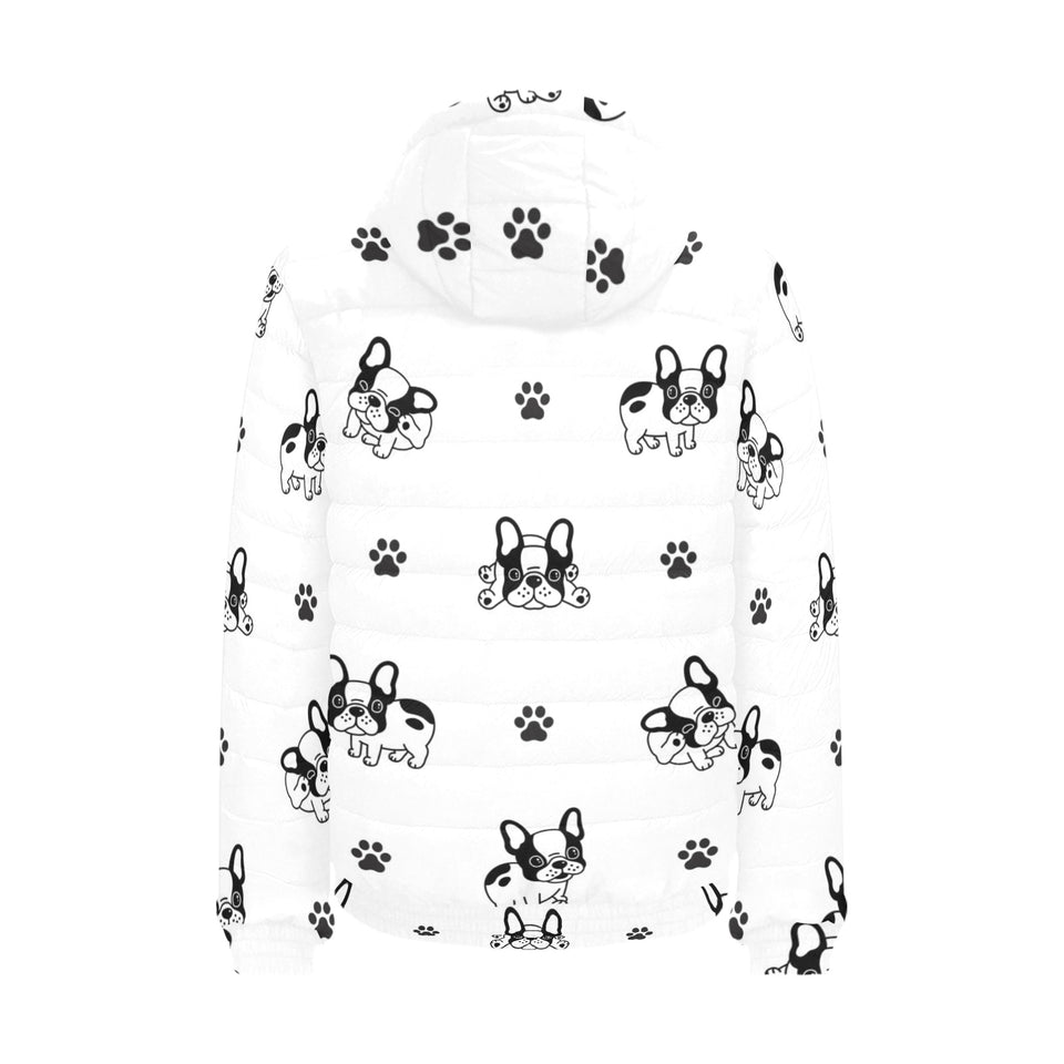 Cute french bulldog paw pattern Men's Padded Hooded Jacket