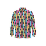 Skate Board Pattern Print Design 02 Men's Long Sleeve Polo Shirt