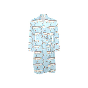 Swordfish Pattern Print Design 01 Men's Long Sleeve Belted Night Robe