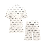Mustache Beard Pattern Print Design 05 Men's V-Neck Short Pajama Set