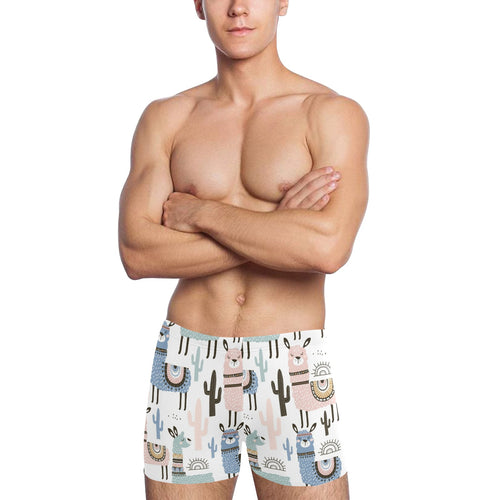 lama Alpaca cactus hand drawn pattern Men's Swimming Trunks