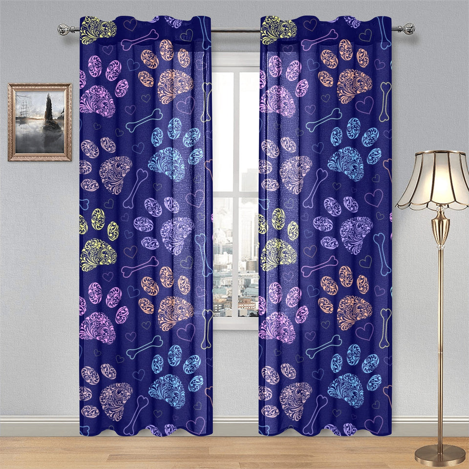 Dog Paws Pattern Print Design 02 Gauze Curtain