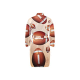 American football ball design pattern Men's Long Sleeve Belted Night Robe