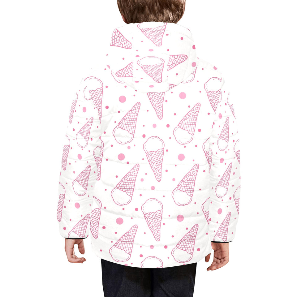 Hand drawn ice cream pattern Kids' Boys' Girls' Padded Hooded Jacket