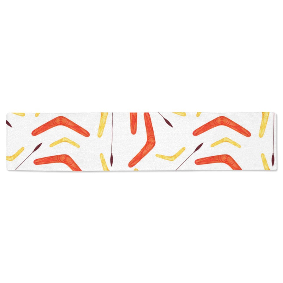 Waterclor boomerang Australian aboriginal ornament Table Runner