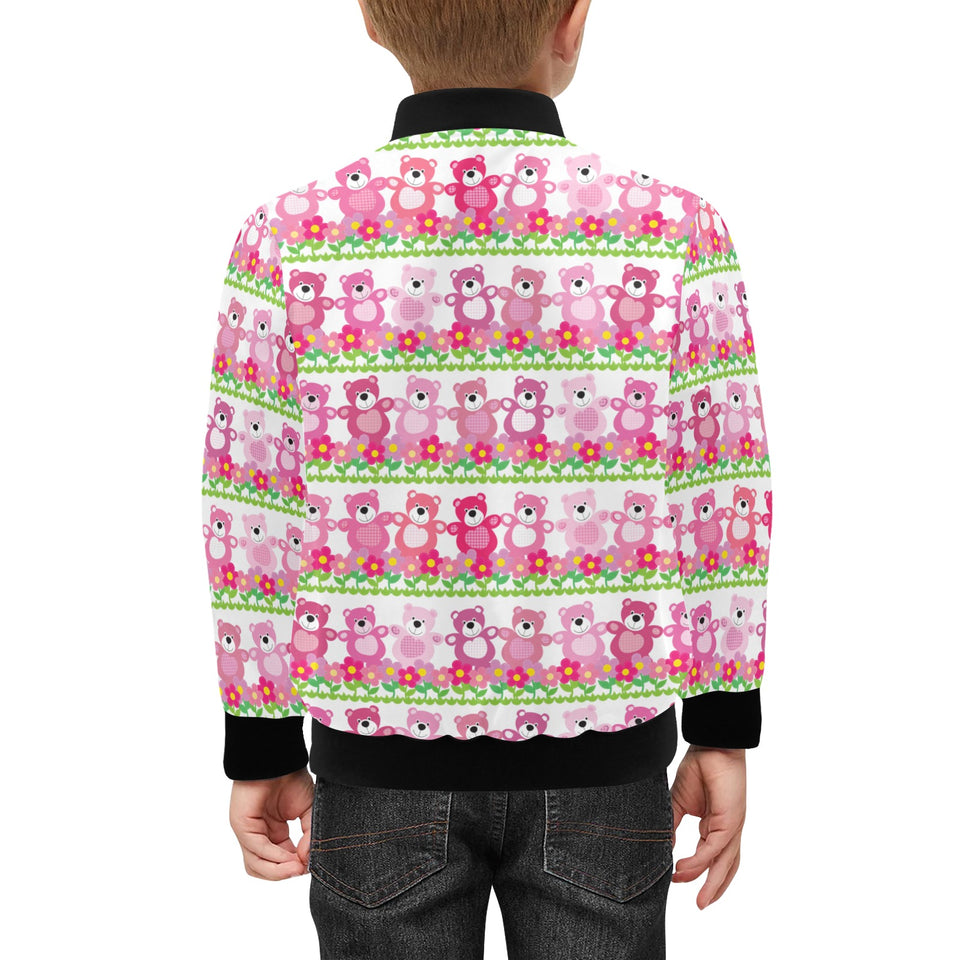 Teddy Bear Pattern Print Design 04 Kids' Boys' Girls' Bomber Jacket