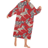Zebra abstract red background Blanket Robe with Sleeves