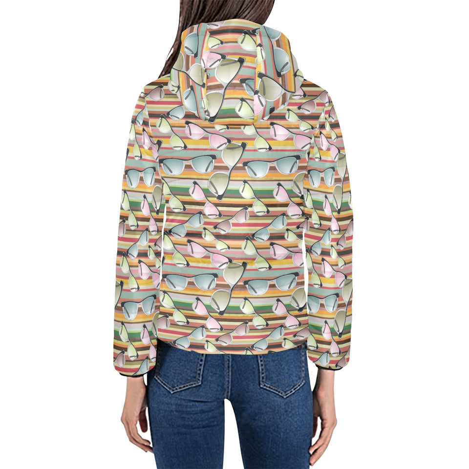 Sun Glasses Pattern Print Design 02 Women's Padded Hooded Jacket