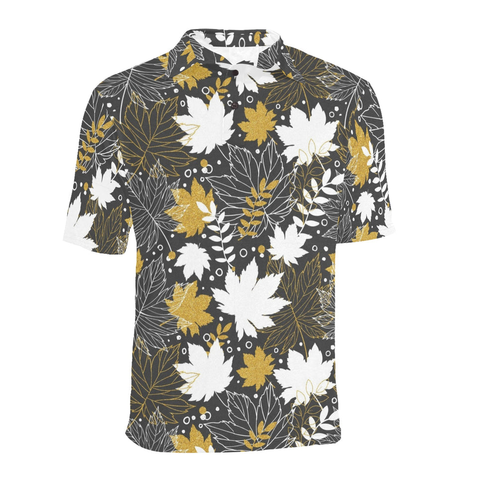 Beautiful gold autumn maple leaf pattern Men's All Over Print Polo Shirt