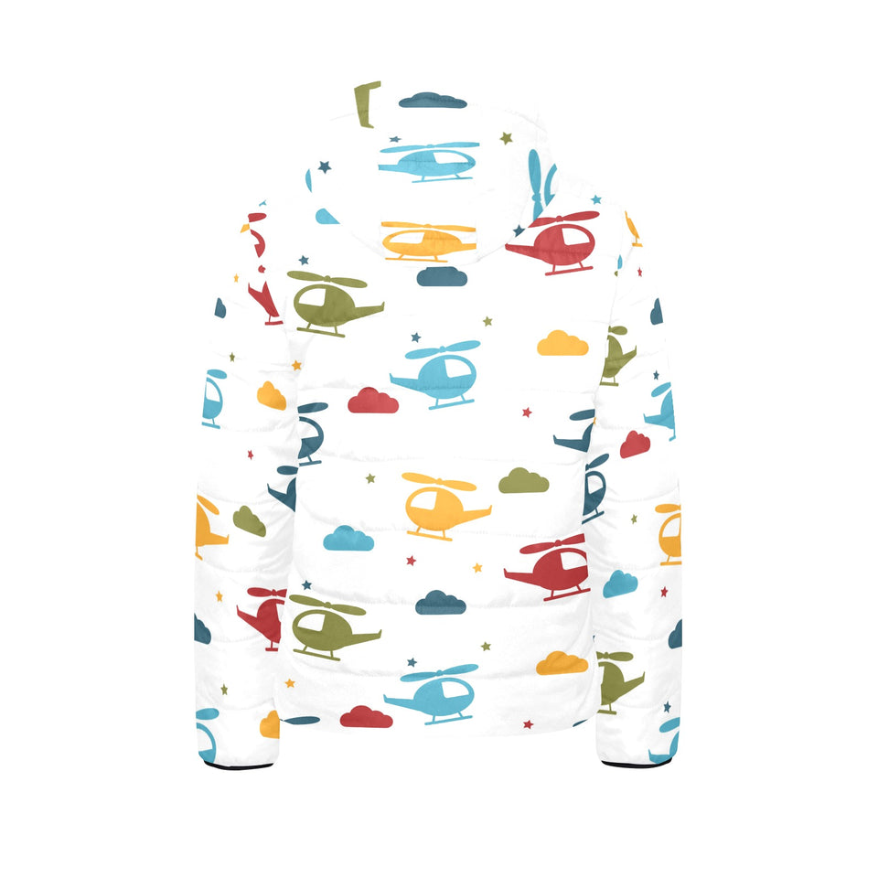 Colorful helicopter pattern Kids' Boys' Girls' Padded Hooded Jacket