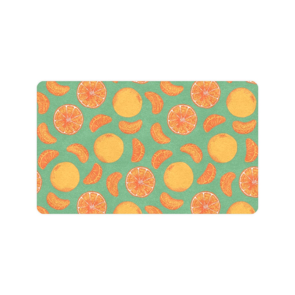 orange fruit pattern green background Doormat