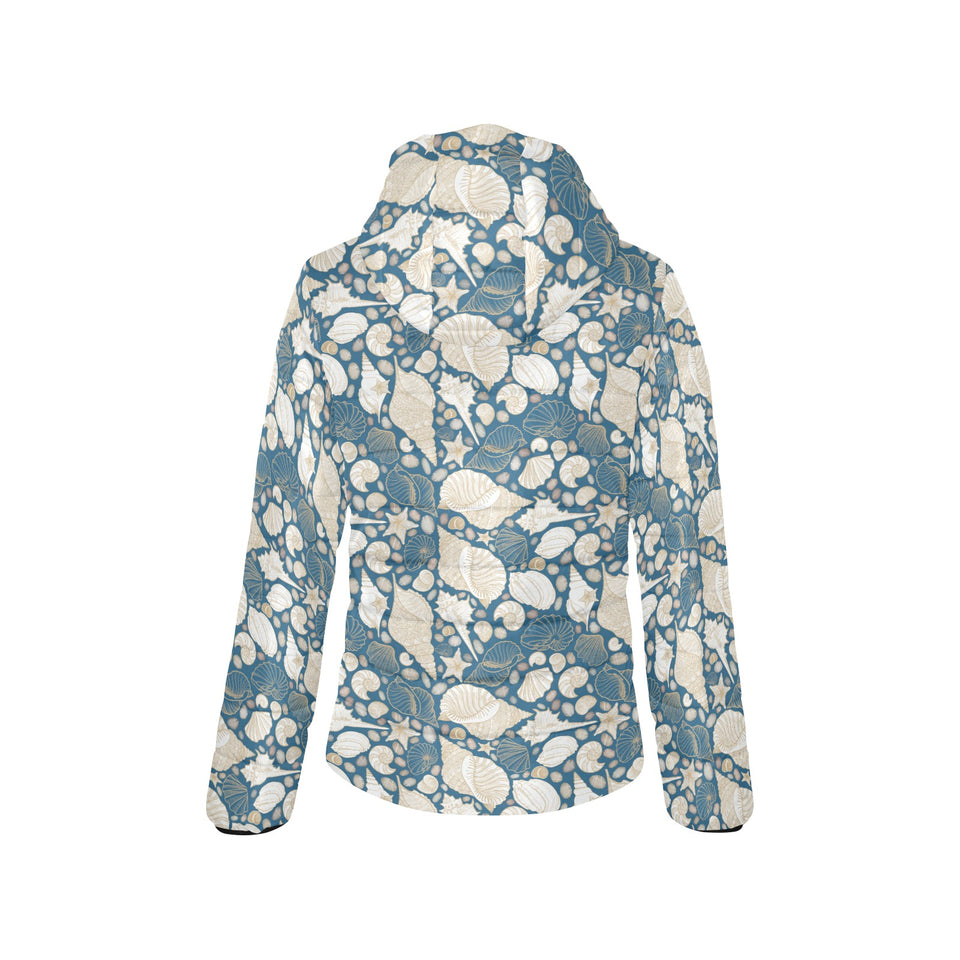 Sea turtle Polynesian Tribal design pattern Women's Padded Hooded Jacket