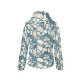 Sea turtle Polynesian Tribal design pattern Women's Padded Hooded Jacket
