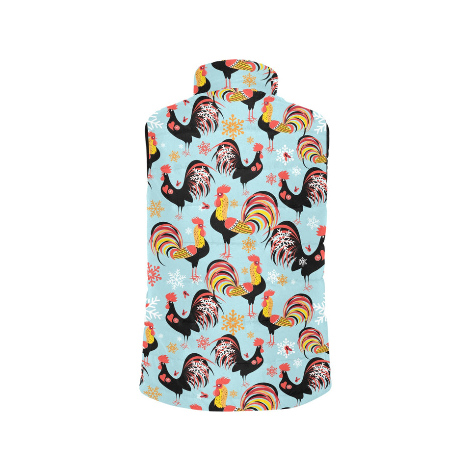 Rooster chicken cock snowfalke Women's Padded Vest