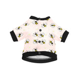 Cute bee flower pattern pink background All Over Print Pet Dog Round Neck Fuzzy Shirt