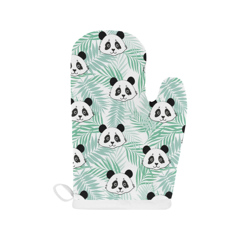 Panda pattern tropical leaves background Heat Resistant Oven Mitts