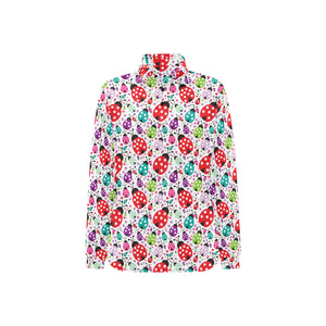 Ladybug Pattern Print Design 03 Women's Long Sleeve Polo Shirt