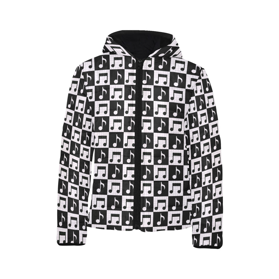 Music Notes Pattern Print Design 01 Kids' Boys' Girls' Padded Hooded Jacket