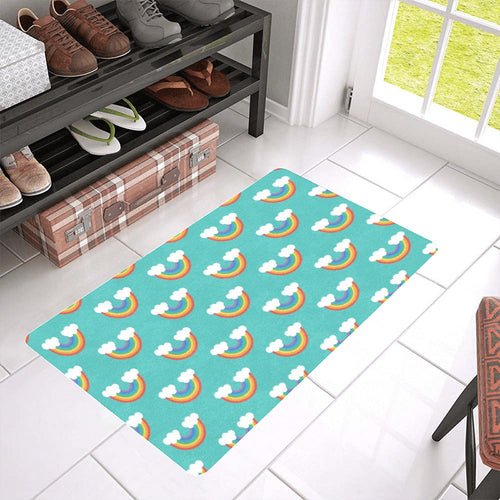 Rainbow pattern green background Doormat