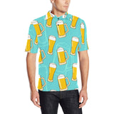 Beer pattern green background Men's All Over Print Polo Shirt