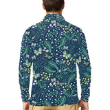 butterfly leaves pattern Men's Long Sleeve Polo Shirt