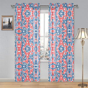 Blue Red Eiffel Tower Pattern Print Design 02 Gauze Curtain