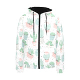 Pastel color cactus pattern Men's Padded Hooded Jacket