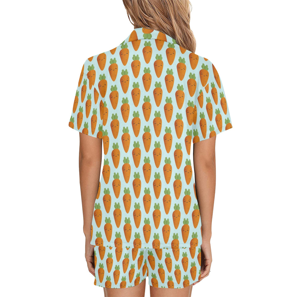 Carrot Pattern Print Design 03 Women's V-Neck Short Pajama Set