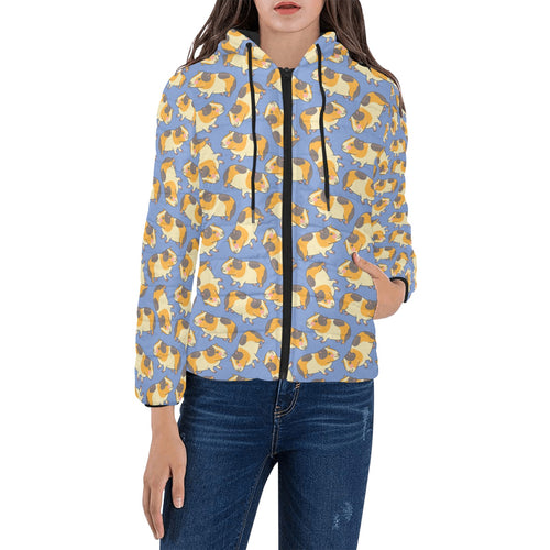 Guinea Pig Pattern Print Design 02 Women's Padded Hooded Jacket