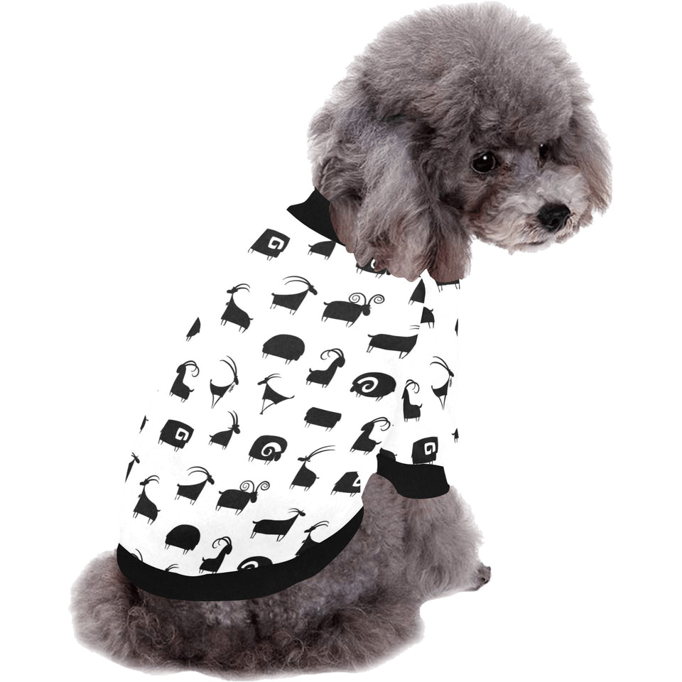 Goat ram pattern All Over Print Pet Dog Round Neck Fuzzy Shirt