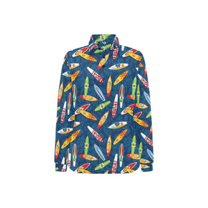Surfboard Pattern Print Design 01 Women's Long Sleeve Polo Shirt